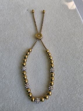 Michael Kors Gold-Tone Adjustable Beaded Bracelet with Crystal Accents